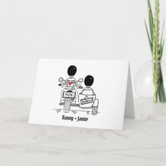 Tarjeta Two Grooms Biker Motorcycle and Sidecar Wedding