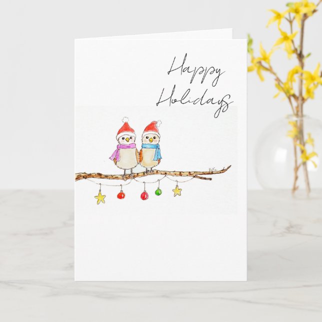 Tarjeta Two Little Birds  (flor amarilla)