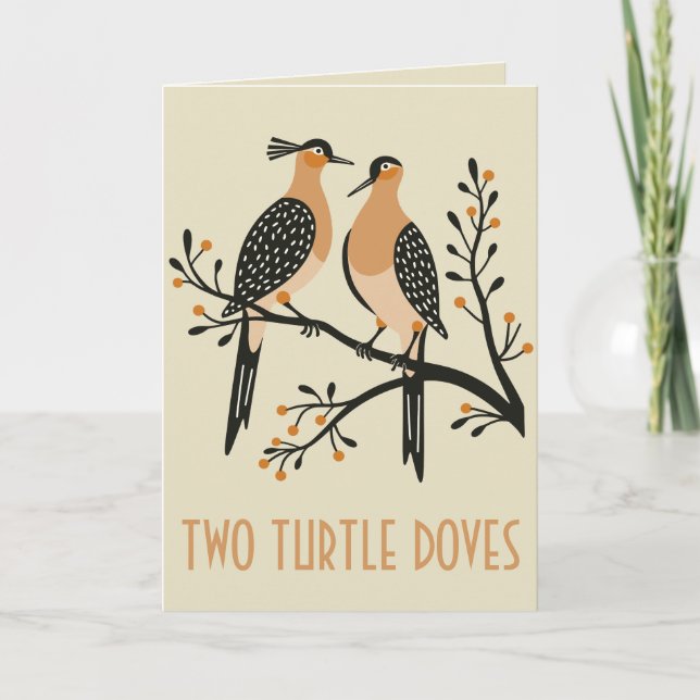 Tarjeta Two Turtle Doves Cut-Out Stencil Retro Style 7 (Anverso)