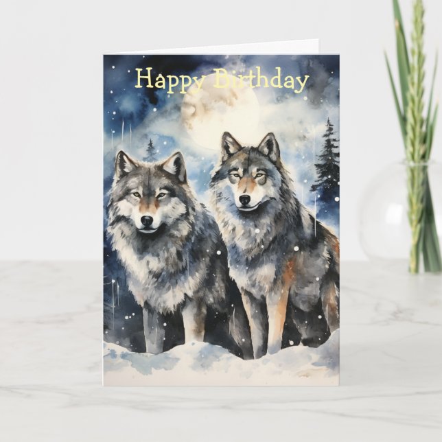 Tarjeta Two Wolves in Winter (Anverso)