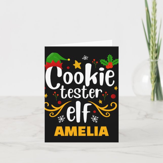 Tarjeta Tygraphy Cookie Tester Elf Family Matching T Shirt (Anverso)
