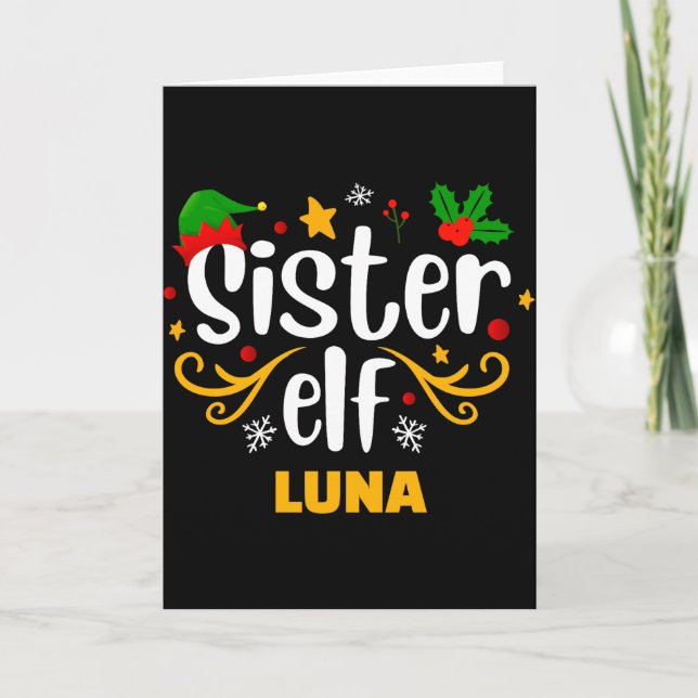 Tarjeta Tygraphy Hermana Elfo Diversión Familia Combinació (Anverso)