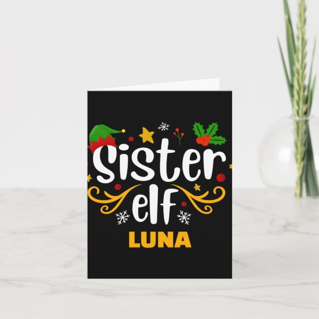 Tarjeta Tygraphy Sister Elf Fun Family Matching  (Anverso)