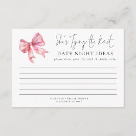 Tarjeta Tying The Knot Pink Bow Date Night Ideals