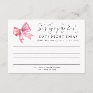 Tarjeta Tying The Knot Pink Bow Date Night Ideals