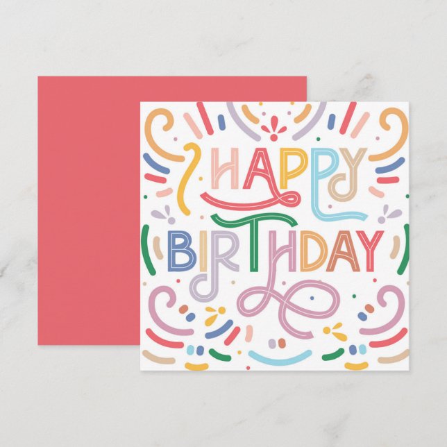 Tarjeta Typografía de moda Rainbow Modern Cumpleaños feliz (Anverso / Reverso)