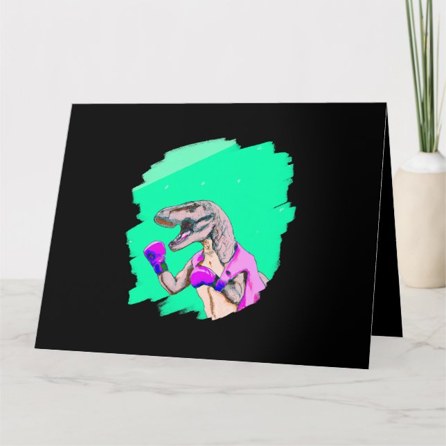 Tarjeta Tyrannosauro Rex T Rex Boxing Guay Funny Dinosaur (Anverso)