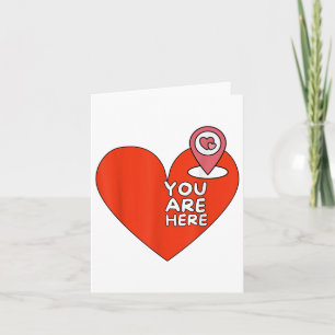Tarjeta Ubicación Aquí Corazón Rojo Lindo Rel San Valentín