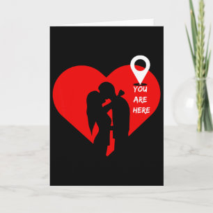 Tarjeta Ubicación Aquí Corazón Rojo Lindo Rel Valentín