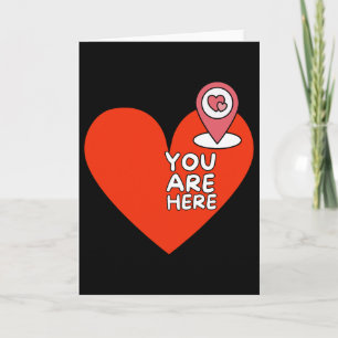Tarjeta Ubicación Aquí Corazón Rojo Lindo Rel Valentín