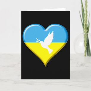 Tarjeta Ucrania Bandera Ucraniana Corazón Paloma Paz Apoyo