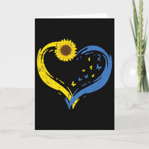 Tarjeta Ucrania Corazón Girasol Mariposa Niñas Ucranianas