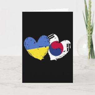 Tarjeta Ucrania Corea del Sur Corazón Banderas Ucraniano C