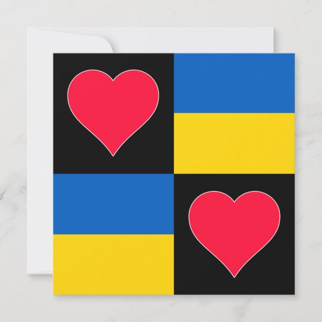 Tarjeta Ucrania: El corazón de la bandera cuida patriótico (Anverso)