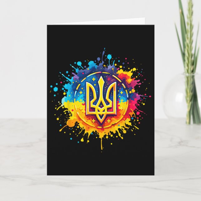 Tarjeta Ucrania Tryzub Tridente Ucraniano  (Anverso)