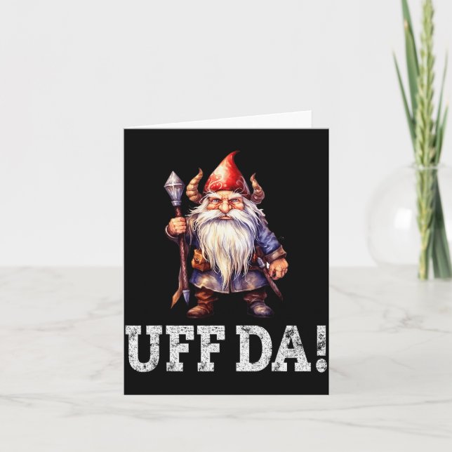 Tarjeta Uff Da Norwegian Quote Scandinavian Viking Gnome  (Anverso)
