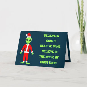 Tarjeta UFO Ho Padre Personalizado alienígena de Navidad
