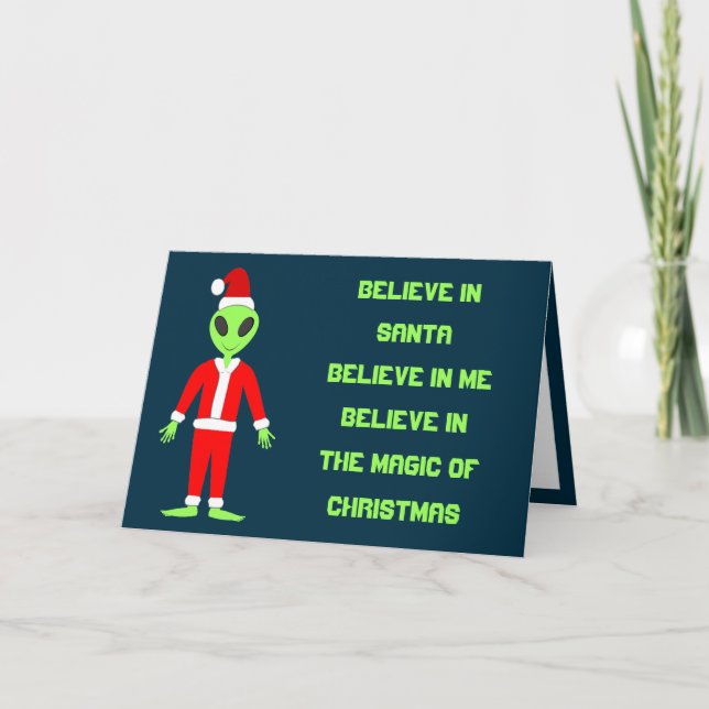Tarjeta UFO Ho Padre Personalizado alienígena de Navidad (Anverso)
