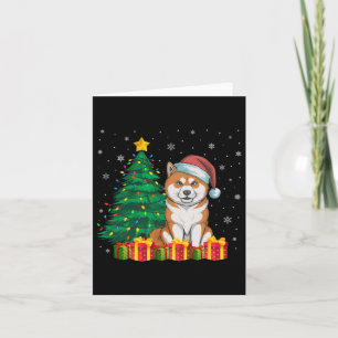 Tarjeta Ugly Akita Inu Santa Hat Navidades alumbran amor d