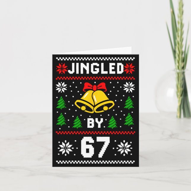 Tarjeta Ugly Christmas 67 Meme Design Funny Six Seven Hand (Anverso)