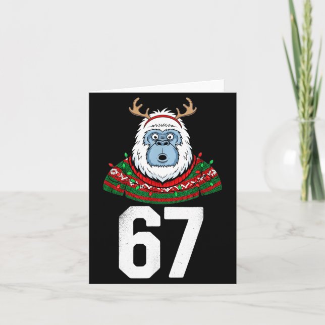 Tarjeta Ugly Christmas Sweater Yeti Gorilla Reindeer 67  (Anverso)