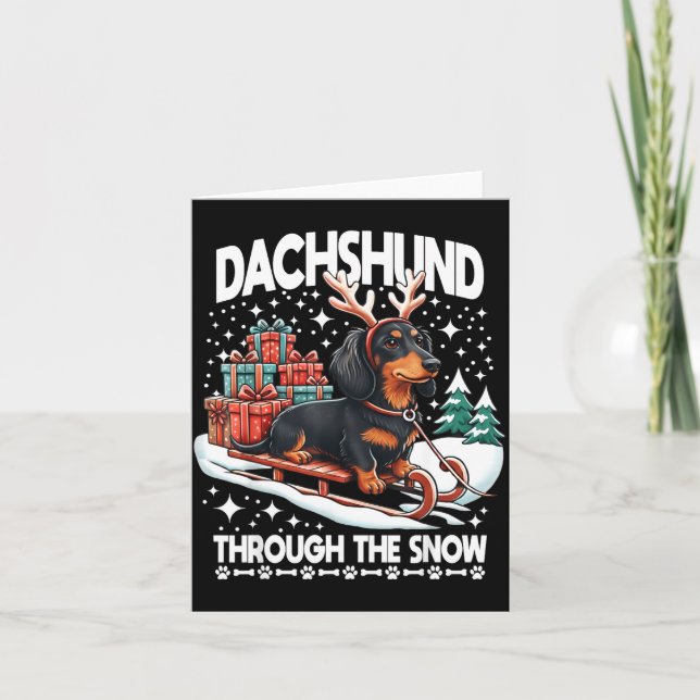 Tarjeta Ugly Dachshund Christmasthrough The Snow Gift Chri (Anverso)