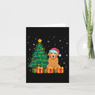 Tarjeta Ugly Golden Retriever Santa Hat Navidades Luces D