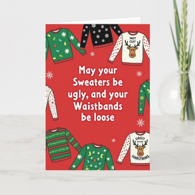 Tarjeta Ugly Sweaters Loose Waistbands Funny Christmas (Anverso)