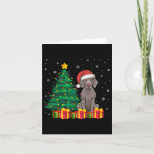 Tarjeta Ugly Weimaraner Santa Hat Navidades ilumina el amo