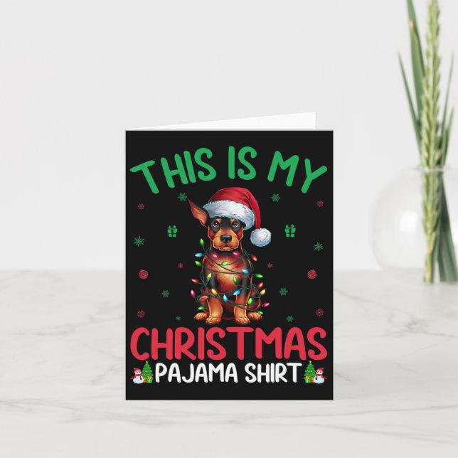Tarjeta Ugly Xmas Tree Santa Ministra Pinscher Dog Christ (Anverso)