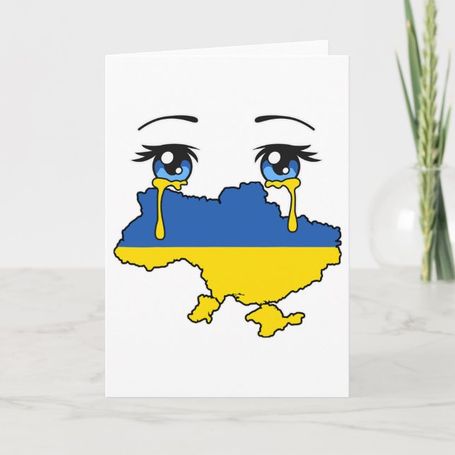 Tarjeta Ukraine Flag Crying Tears For Ukraine 1  (Anverso)