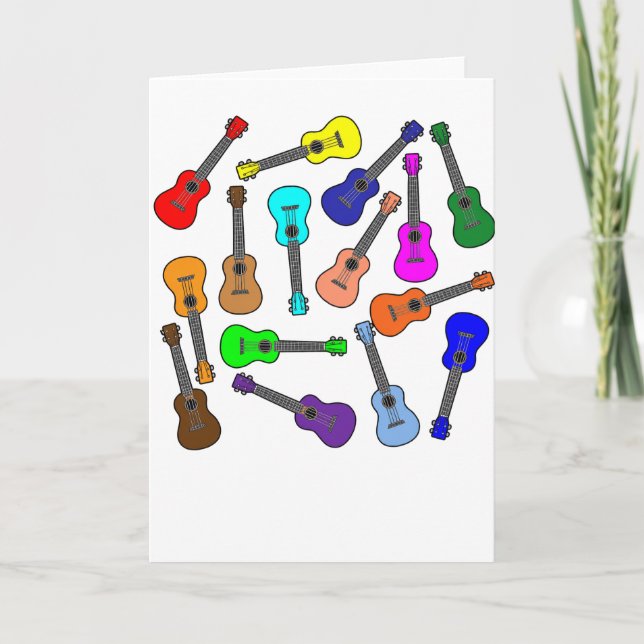 Tarjeta Ukuleles Coloridos (Anverso)