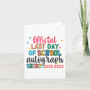 Tarjeta Último Día De Escuela Autógrafo Profesor Alumnos N