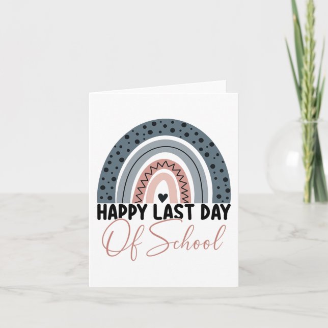 Tarjeta Último Día De Escuela Maestro Estudiante Arcoíris  (Anverso)