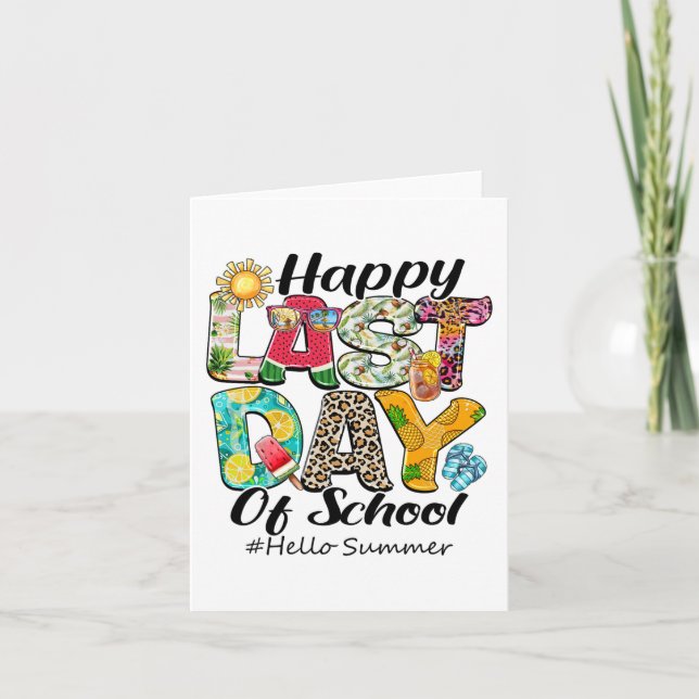Tarjeta Último Día De La Escuela Hola Summer Hawaii Profes (Anverso)