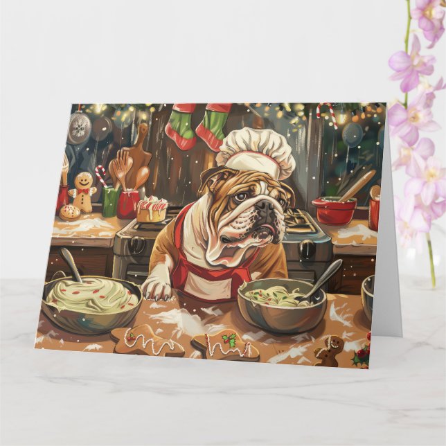 Tarjeta Último día feriado de bulldog: Navidades festivos (Orquídea)