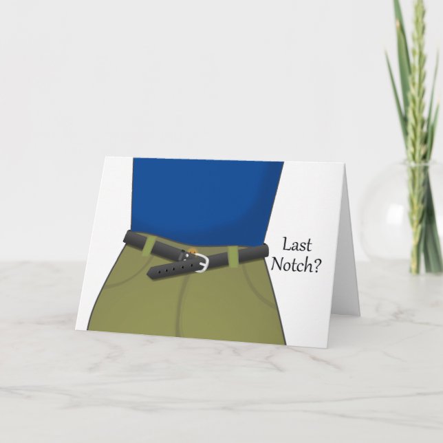 Tarjeta ¿Último Notch? Felicitaciones por pérdida de peso (Anverso)
