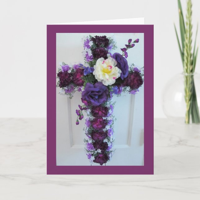 Tarjeta Un acuerdo cruzado de flores moradas (Anverso)