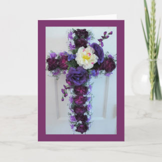 Tarjeta Un acuerdo cruzado de flores moradas