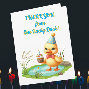 Tarjeta Un afortunado Duck Photo Girly Kids Cumpleaños Gra