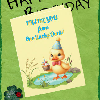 Tarjeta Un afortunado Duck Photo Girly Kids Cumpleaños Gra