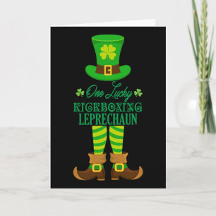 Tarjeta Un afortunado leprechaun de kickboxing divertido S