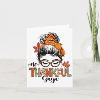 Tarjeta Un agradecido Gigi Messy Bun otoño en Thanksgivi
