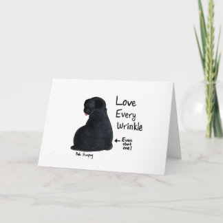 Tarjeta Un aguijón en el tiempo (versión de pug negro)