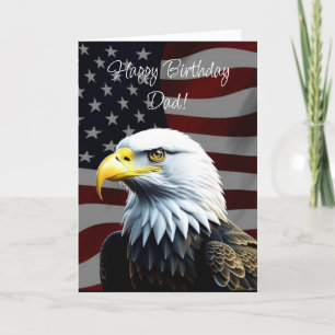 Tarjeta Un águila y la bandera norteamericana cumpleaños d