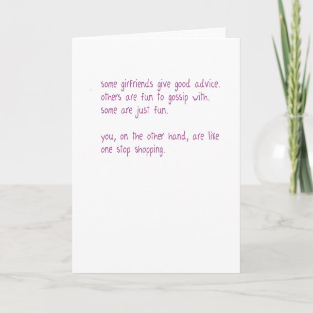Tarjeta Un amigo de compras para parar (Anverso)