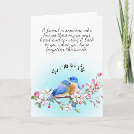 Tarjeta Un Amigo Es Amistad Con Las Aves Azules