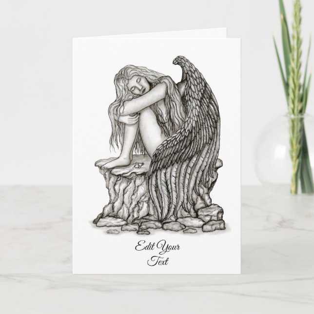 Tarjeta Un ángel dormido en la piedra (Anverso)