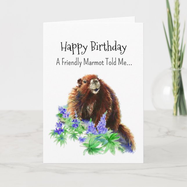Tarjeta Un animal divertido de cumpleaños de Marmot Ground (Anverso)