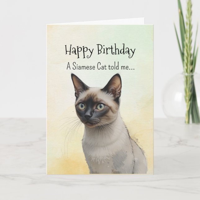 Tarjeta Un animal divertido de cumpleaños para un gato sia (Anverso)